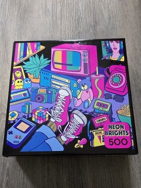 Neon Brights 500-Piece Puzzle - Retro Pop Rose Art